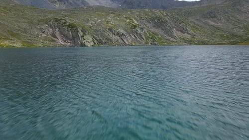 Mountains and Lake with drone footage
