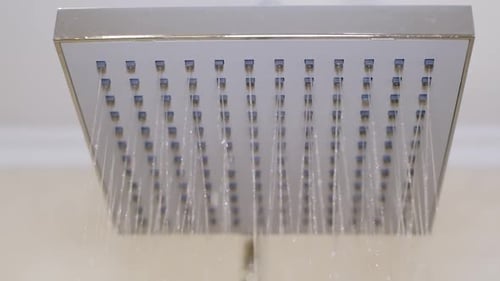 Running Water From Square Shower Head Fixture