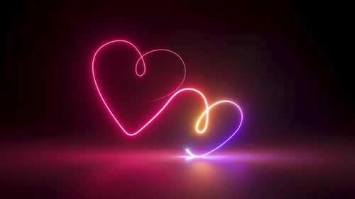 Glowing Neon Heart Line Art Logo Reveal