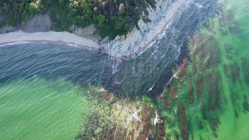 Seabed Covered with Water of Black Sea Near Beach with Cliffs
