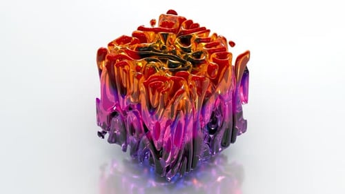 Abstract Vibrant Morphing Liquid Cube Loop Animation