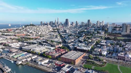 Aerial view of San Francisco skyline, United States.