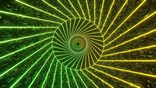 Yellow And Green Spiral Neon Abstract Background VJ Loop l 4 K