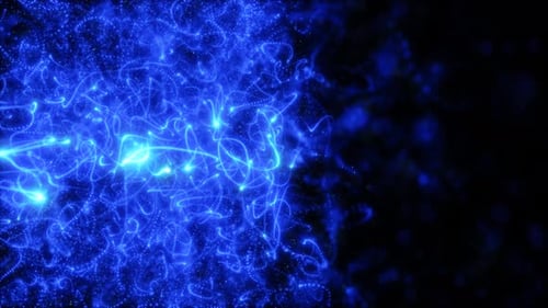 Abstract Blue Glowing Energy Particle Trails Background