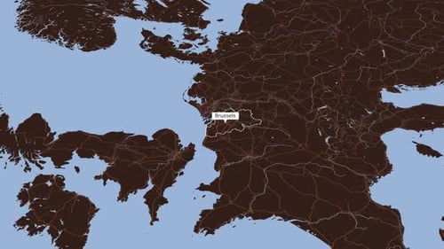 Rotating Map Of Brussels City, Belgium