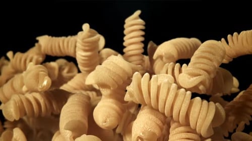 Fusili Pasta Rises and Falls Filmed on a Highspeed Camera at 1000 Fps
