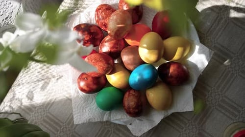 Vibrant Easter Eggs in Natural Daylight Close-up