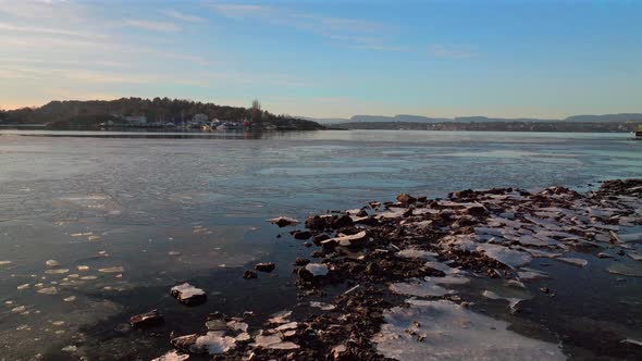 Hovedøya island Hovedoya Aker Brygge Lindøya aerial drone Norway Norge ...