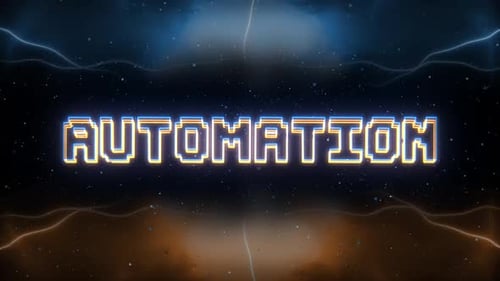Automatisierungs-Neontext mit Hintergrund im Retro-Stil