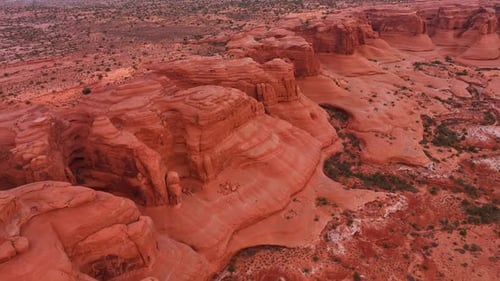 Iconic view on the red canyons of the Arches National Park, Utah, USA.
