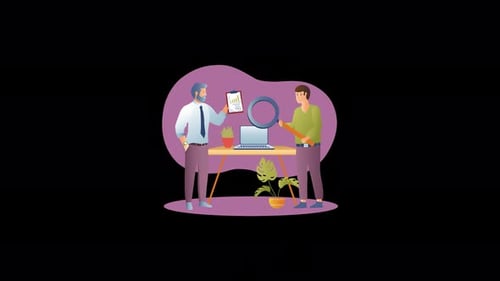 Animated Business Analysis Teamwork Scene Reveal