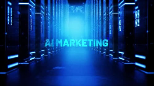 Ai Marketing Words On Hologram Data Center Background