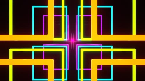 Multicolor Fantastic Spatial Corridor Of Square Shapes Background Vj Loop I 4K