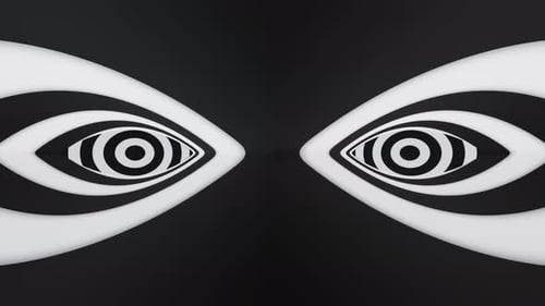 Hypnotische Augen, optische Täuschung, Loop-Animation in Schwarz und Weiß