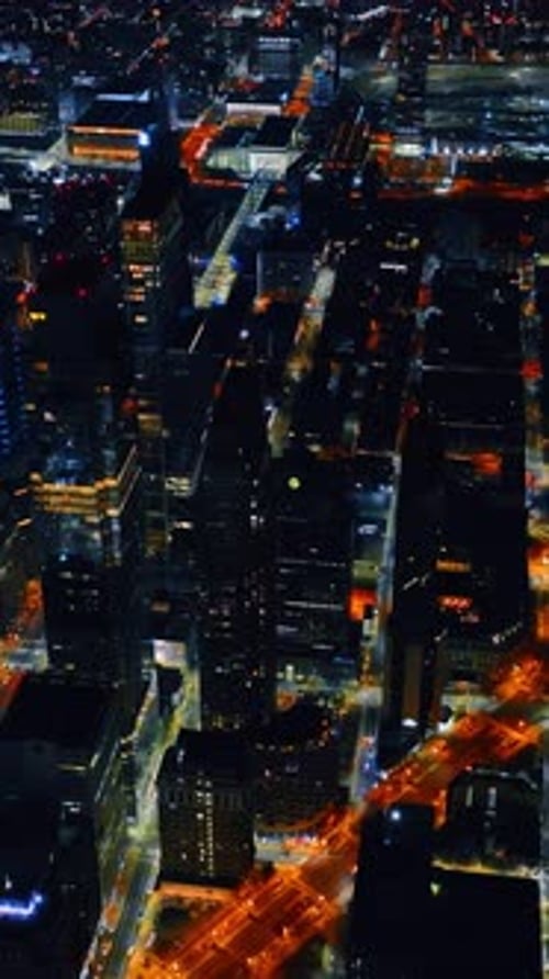 Dazzling view of American metropolis at night. Top perspective on Philadelphia