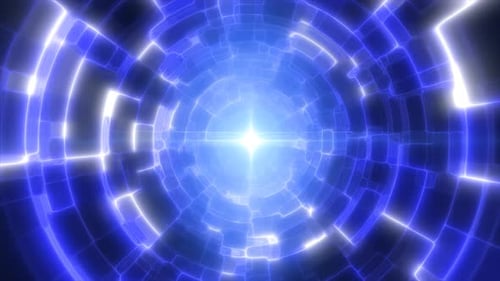 Blue energy tunnel with glowing bright electric magic lines scientific futuristic abstract