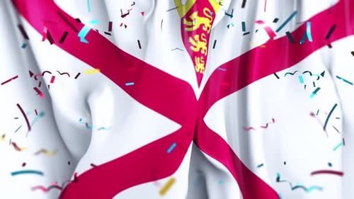 Animated Waving Flag with Falling Confetti for Celebrations