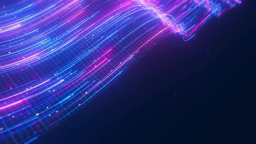 Big Data Light Speed Flow Abstract Digital Data Stream of Quantum Computing Cyberspace of Qubit