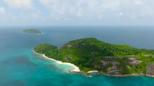 Tropical Coastline with Lush Vegetation and Turquoise Waters Seychelles Mahe