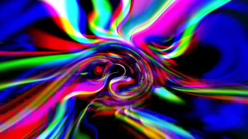 Bunte, wirbelnde Abstraktion auf dunklem Hintergrund erzeugt faszinierende Muster