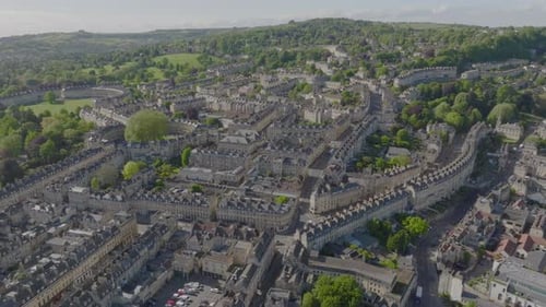 Aerial of the meticulous layout of Bath UK