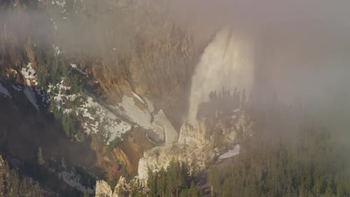 Yellowstone National Park Wyoming. Grand Canyon Lower Falls and Yellowstone River