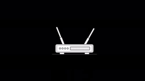 Animated Flat Design Wi-Fi Router Showing Signal Activity