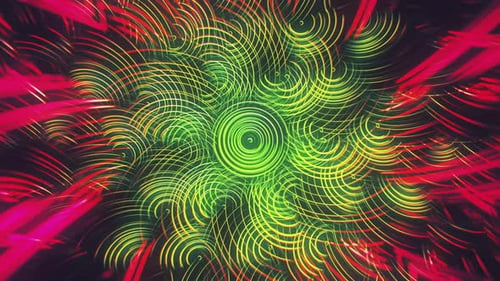 Abstract Neon Swirling Circles Light Streaks Background