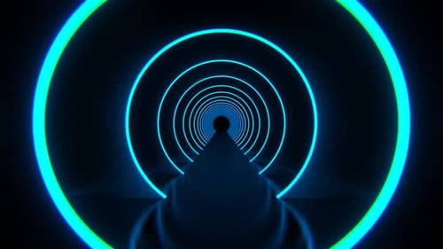 Cyan Elegant Dark Sci Fi Tunnel Background Vj Loop l 4K