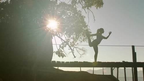 Healthy Adult Female Yoga Practitioner, Practicing Yoga Meditation And Poses At Beautiful Exotic ...