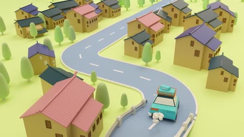 Looping animation from the background through a lush green and beautiful forest, river, sky