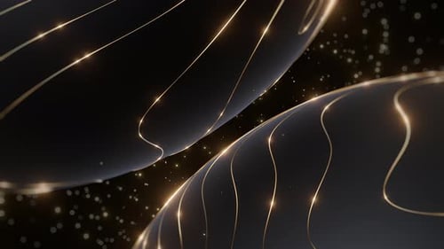 Futuristic glowing golden spheres