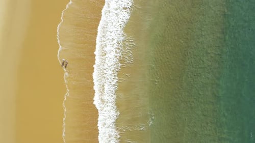 Imágenes de vídeo en 4K de una pareja irreconocible paseando por la playa