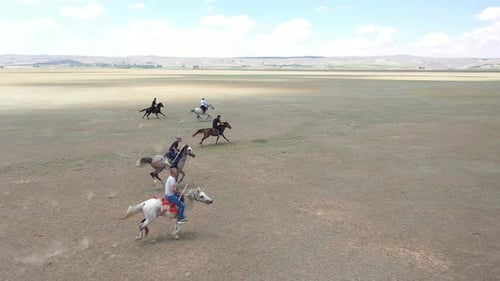 Traditional Turkish Game Javelin With Aerial View
