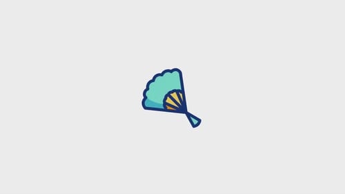 Flat Design Hand Fan Opening and Closing Animation