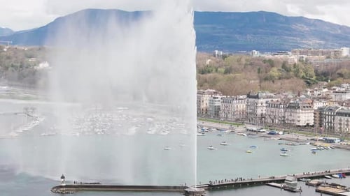 Luftbild Video dem Genfersee und dem Grand Fountain, Europa