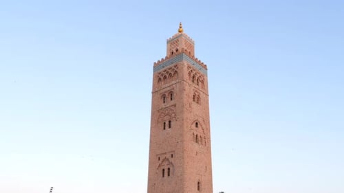Minaret Tower Of The Ancient Koutoubia Mosque, UNESCO World Heritage Site In Marrakech, Morocco, Afr