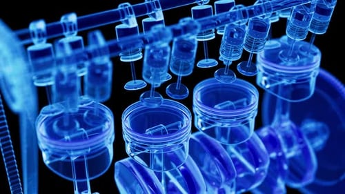 3D Illustration of a Transparent Engine Block