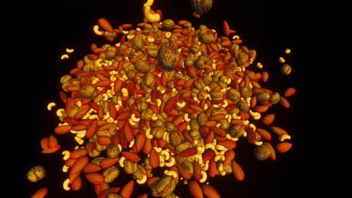 Animated 3D Dry Fruits : Almonds, Cashews & Walnuts