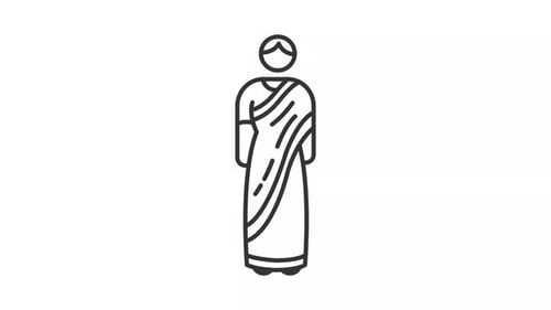 Animated hindu woman line icon