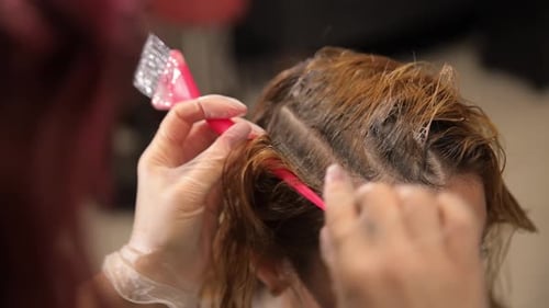 Woman Getting Her Hair Dyed at Salon