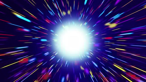 Colorful Light Streaks Warp Speed Tunnel Background Loop