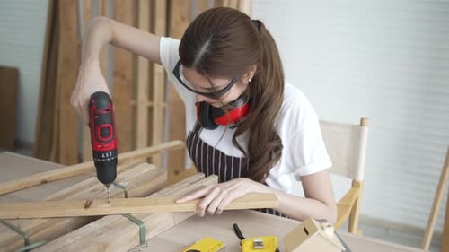 Carpenter work at workshop.