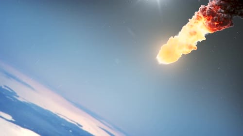 Burning Asteroid Entering Earth's Atmosphere Animation