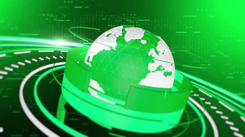 Rotating Globe News Background Green