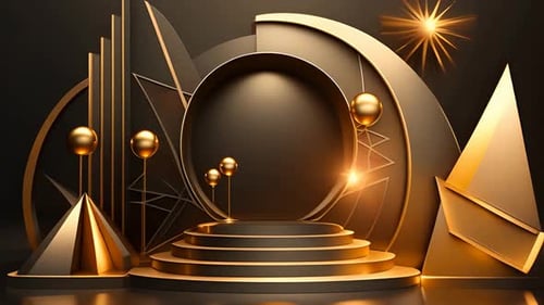 Elegant Golden Black 3D Stage for Presentations