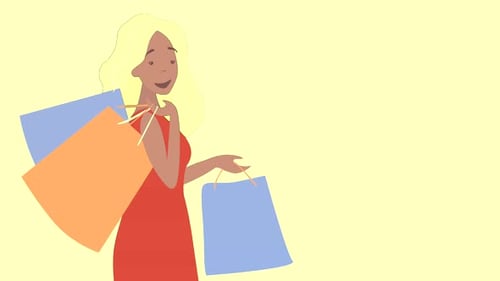 Flat Design Woman Shopping Animated Loop