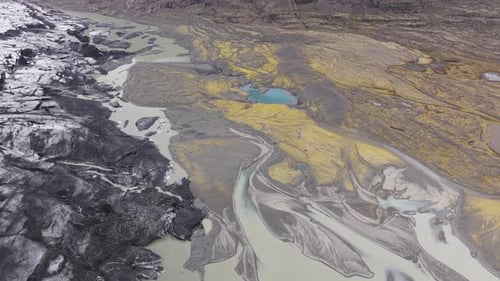Aerial view of Heinabergsjokull Glacier, Iceland.