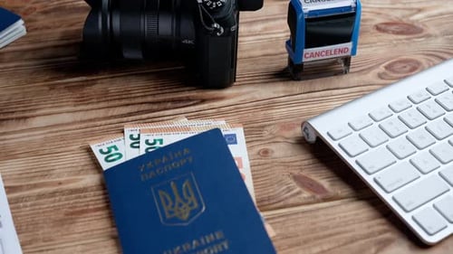 Passport and Migration Creative Advertising Concept Close Up of an Identity Document Schengen Visa