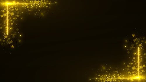 Glittering Golden star Particles border frame corner Abstract shining golden floor ground particles
